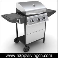 stainless 3 gas burner barbecue for camping